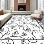 Elegant Swirl Floral Outline Design Rug
