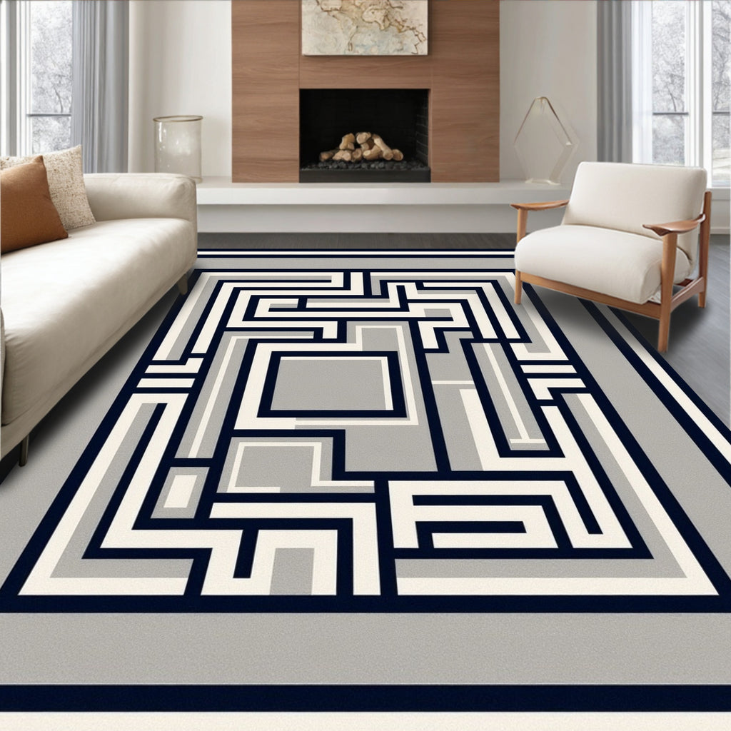 Abstract Geometric Maze Pattern Rug