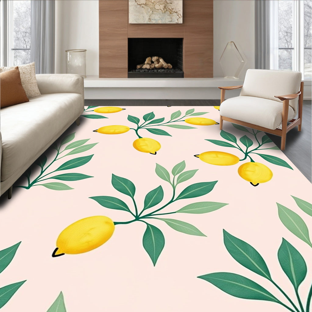 Lemon Branch Pattern Garden Rug