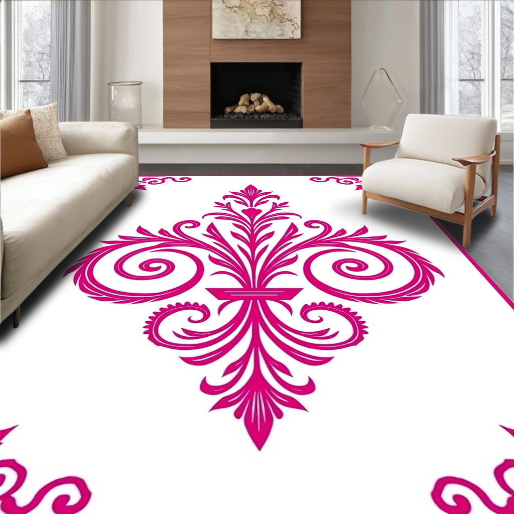 Ornate Floral Swirl Design Rug
