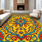 Sunny Yellow Red Blue Floral Pattern Rug