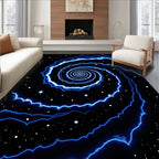 Cosmic Blue Swirl Galaxy Rug