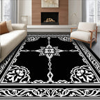 Ornate Floral Scroll Border Design Rug