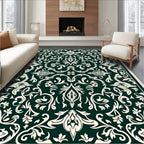 Dark Cream Floral Vine Pattern Rug