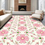 Elegant Pink Floral Botanical Pattern Rug