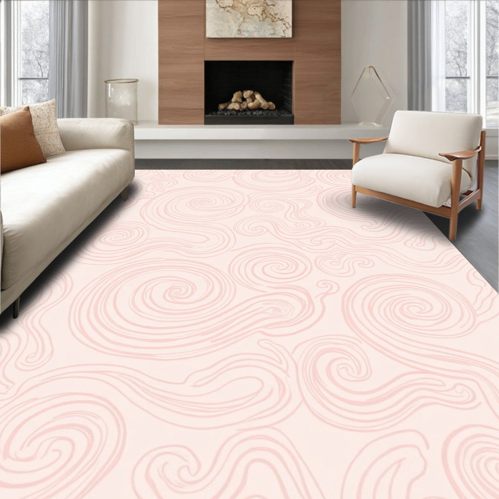 Soft Pink Swirl Pattern Design Rug