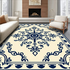 Navy Blue Ornamental Sunburst Rug