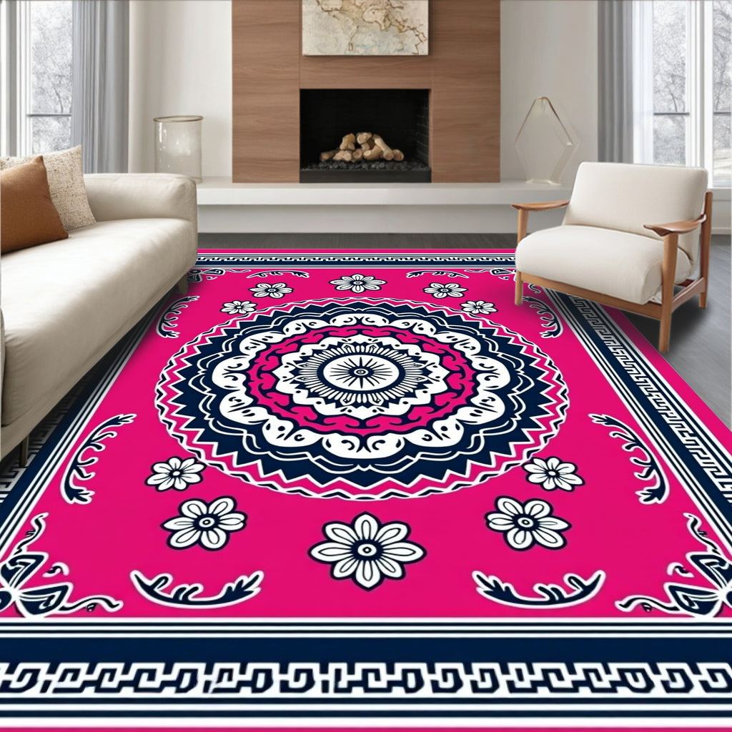 Vibrant Mandala Flower Patterned Rug