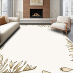 Earthy Toned Abstract Floral Border Rug