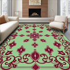 Elegant Red Geometric Floral Pattern Rug