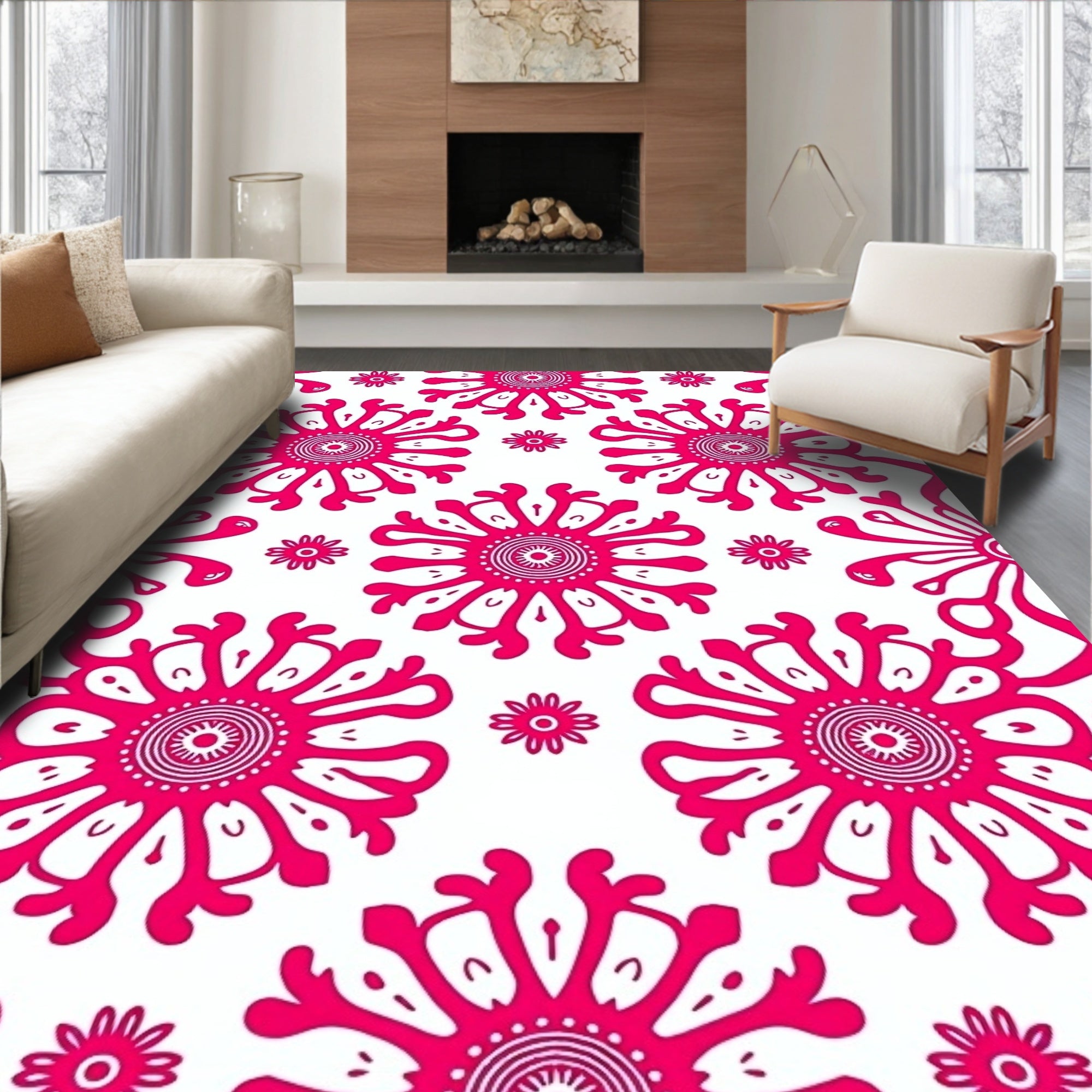 Bold Flower Sunburst Graphic Rug