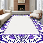 Vibrant Purple Floral Medallion Border Rug