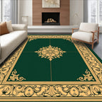 Rich Green And Gold Scroll Rug