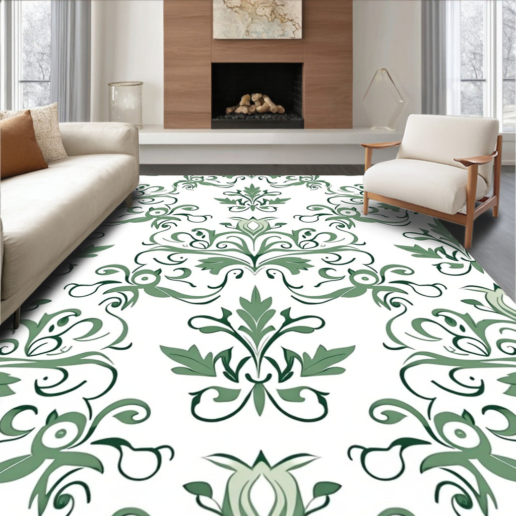 Classic Floral Swirls Art Deco Pattern Rug