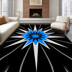 Dynamic Blue White Starburst Design Rug