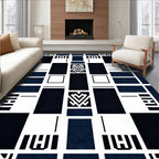 Geometric Art Deco Black And White Rug