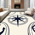 Nautical Anchors and Compass Rose Design Rug
