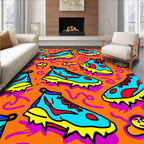 Bold Retro Kicks Swirls Design Rug