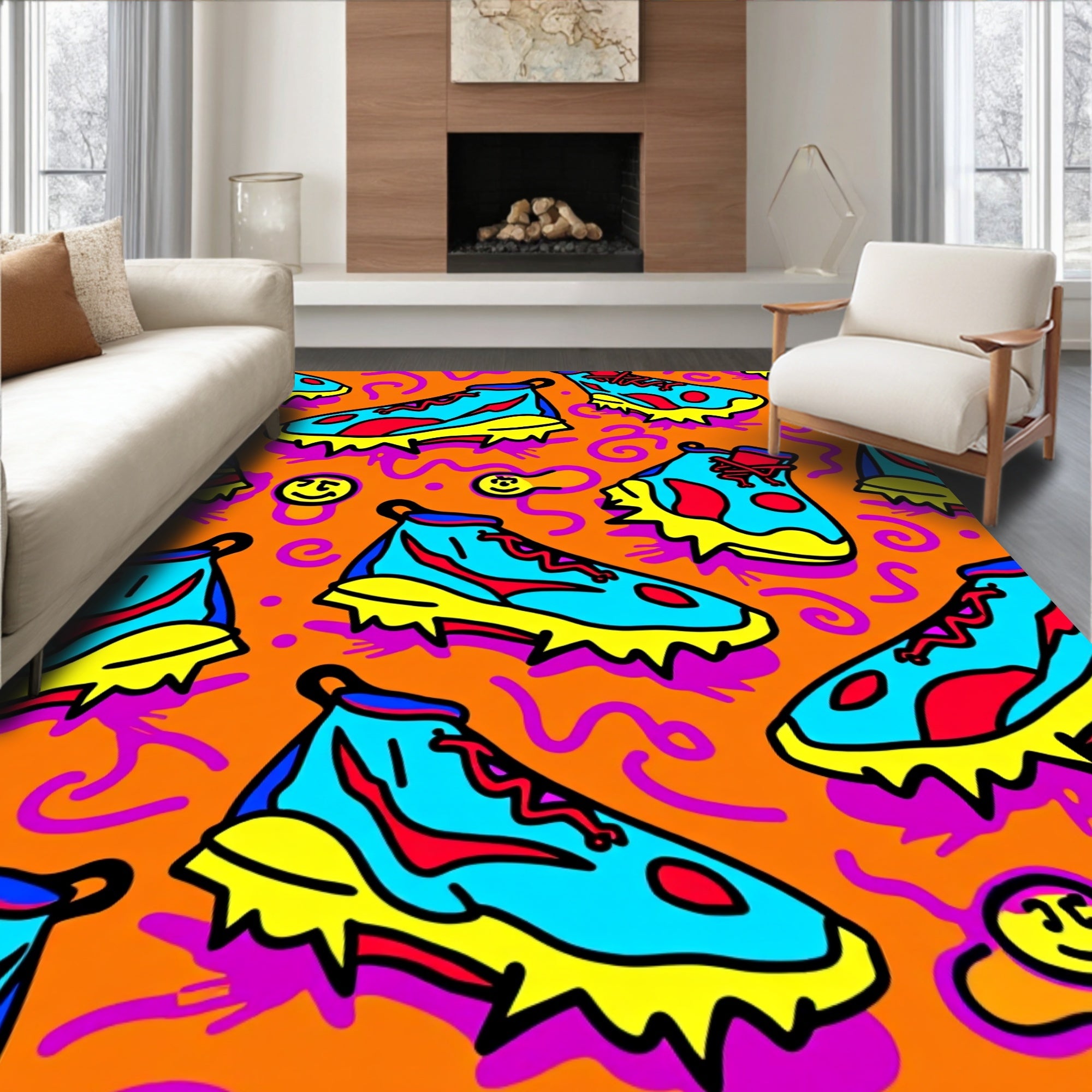 Bold Retro Kicks Swirls Design Rug