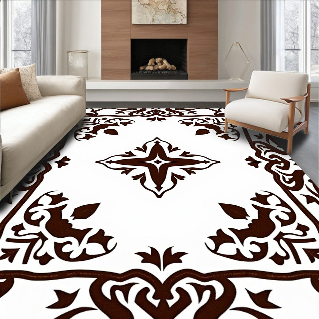 Ornate Scrollwork Floral Medallion Rug