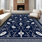 Classic Floral Vine With Geometric Border Rug