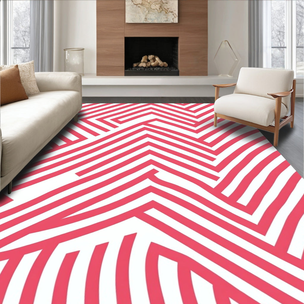 Bold Pink 2 Tone Geometric Design Rug