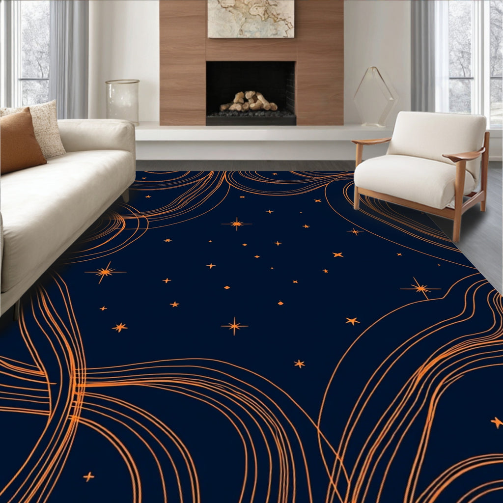 Cosmic Swirls and Starry Night Pattern Rug
