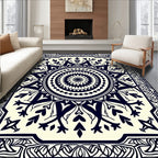 Intricate Dark Floral Mandala Design Rug