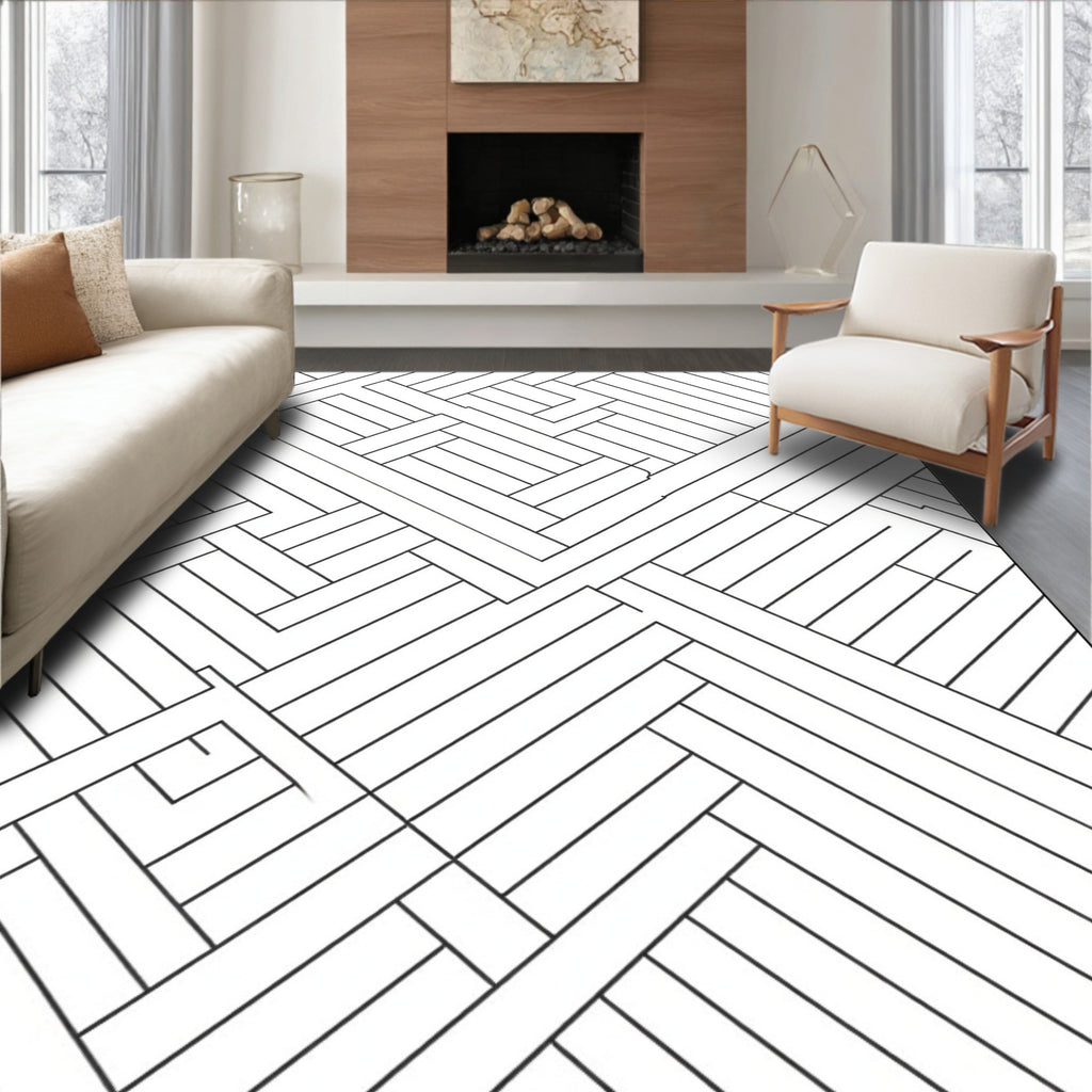 Diagonal Herringbone Pattern Design Rug