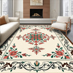 Floral Medallion With Decorative Border Rug
