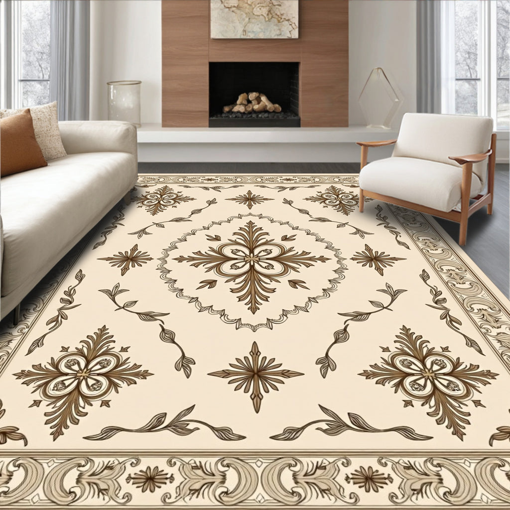 Ornate Floral Leaf Scrollwork Rug