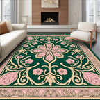 Elegant Floral Vine With Pink Accents Rug