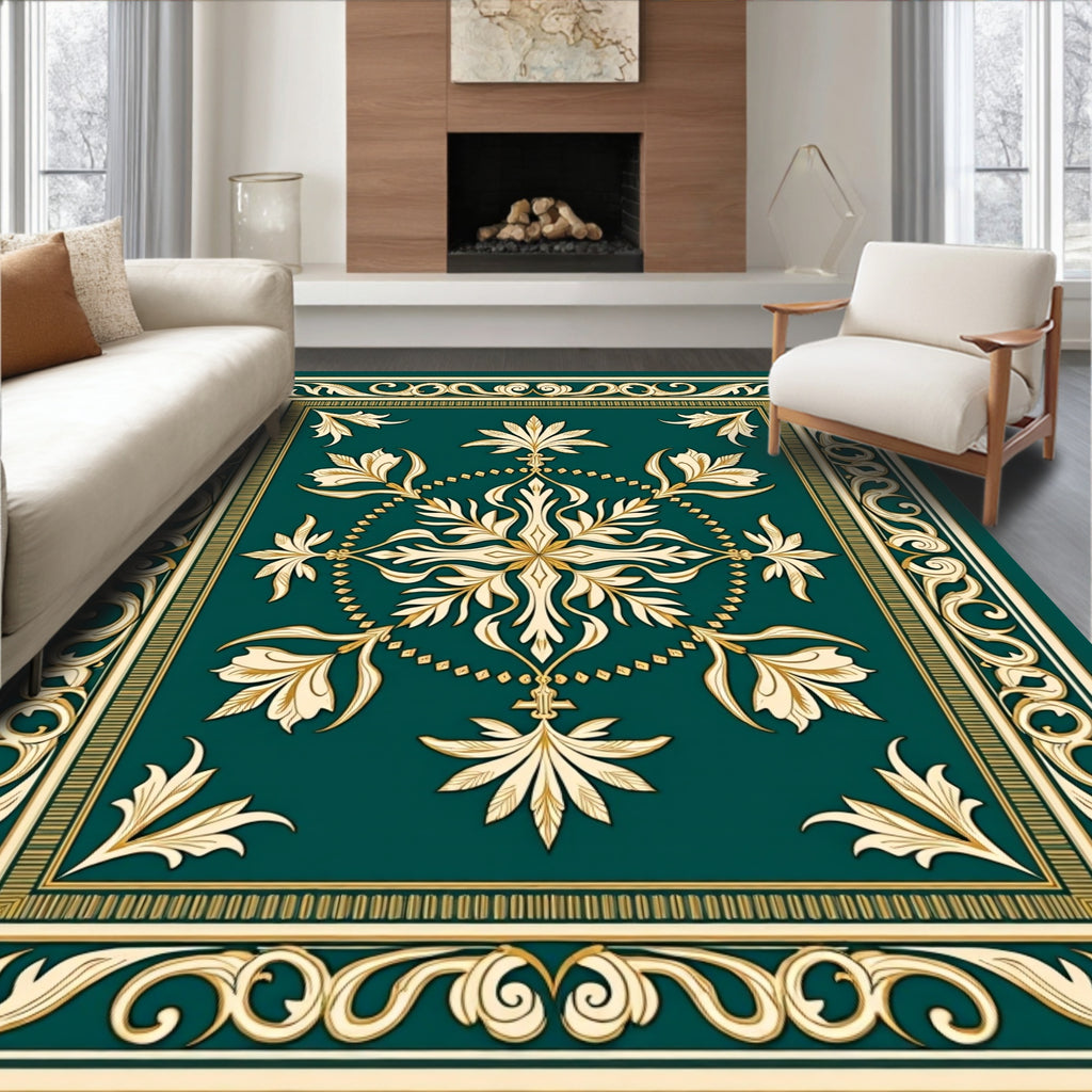 Regal Floral Medallion Border Design Rug
