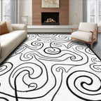 Abstract Swirls Black White Pattern Rug