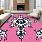 Pink Floral Snowflake Pattern Rug