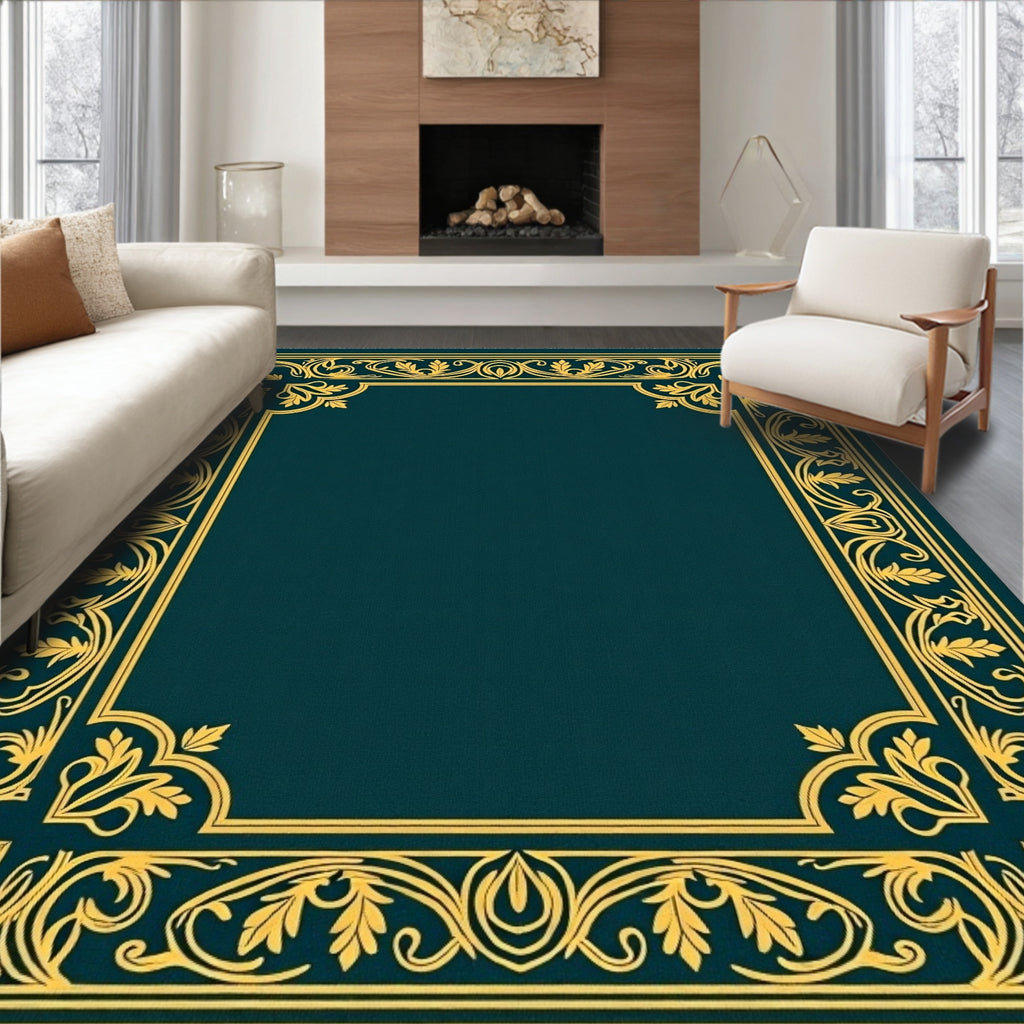 Ornate Floral Golden Border Rug