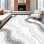 Abstract Swirling Gray White Lines Design Rug