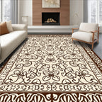 Dark Brown Floral Scrollwork Rug