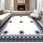 Classic Damask Floral Lattice Border Rug