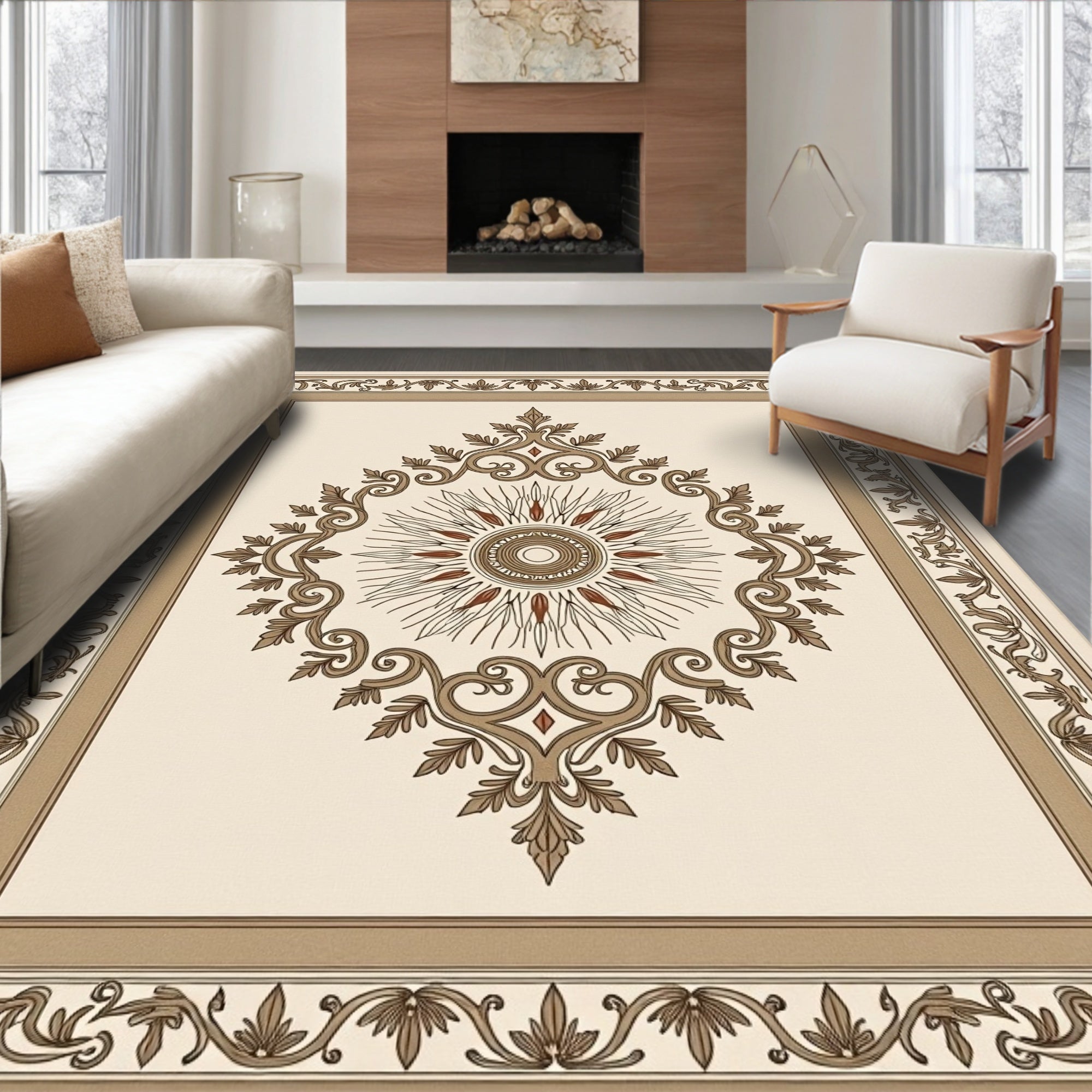 Classic Sunburst Scrollwork Medallion Rug