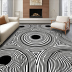 Monochrome Concentric Circles Triangles Pattern Rug