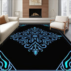 Luminous Blue Floral Mandala Design Rug
