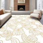 Gold Line Art Floral Pattern Rug