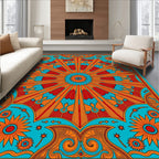 Vibrant Sunburst Mandala With Floral Accents Rug