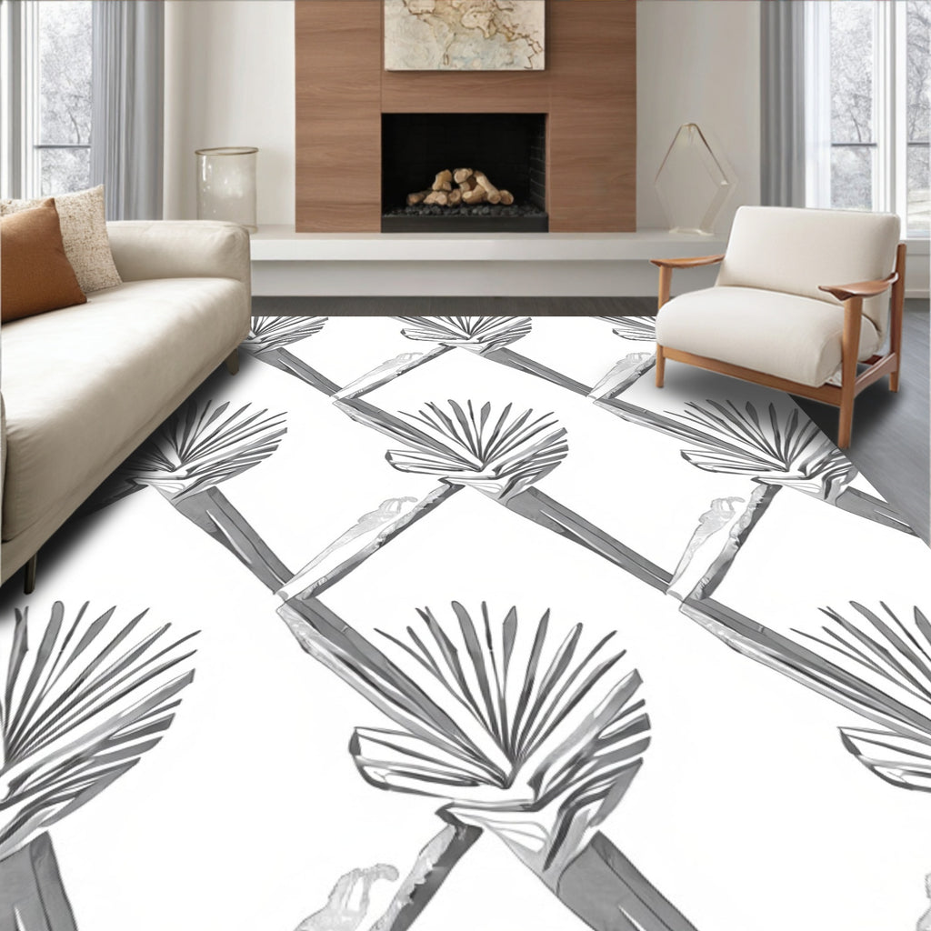 Geometric Palm Frond Pattern Rug