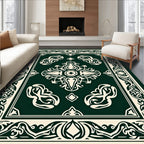 Ornate Floral Border Centerpiece Design Rug