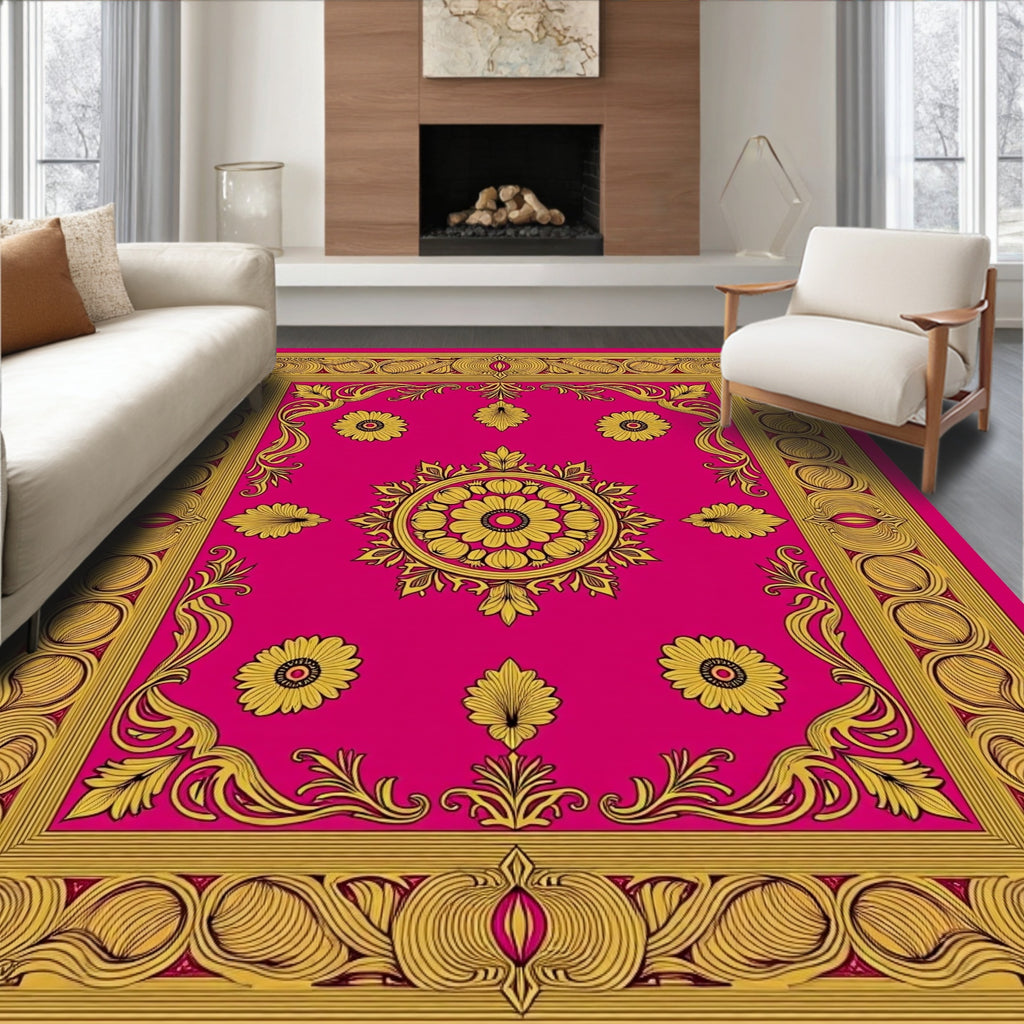 Ornate Floral Frame Design Rug