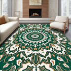 Intricate Teal Floral Mandala Pattern Rug
