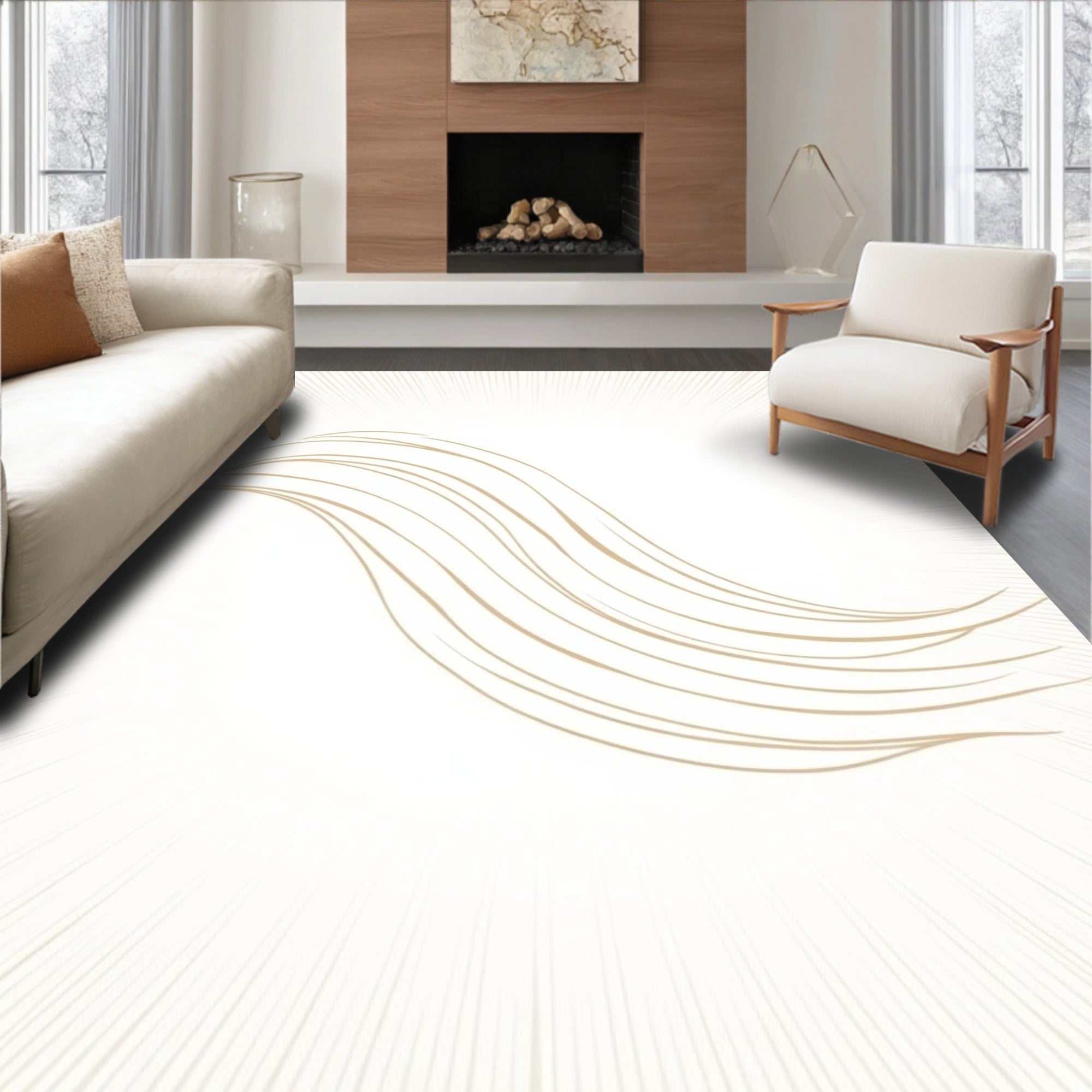 Minimalist Wavy Streaks Rug