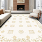 Ornate Golden Medallion Square Pattern Rug